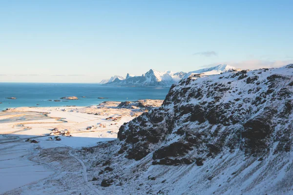 Vue Paysage Montagneux Dans Nord Norvège Îles Lofoten Nordland Sur — Photo