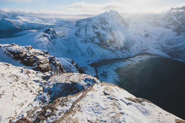 Вид Гірський Краєвид Північній Норвегії Прибуття Острови Nordland Дорогою Гори — стокове фото