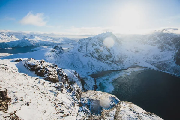 Vue Paysage Montagneux Dans Nord Norvège Îles Lofoten Nordland Sur — Photo