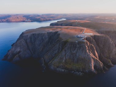 Nordkapp, North Cape, Norveç, en kuzeydeki nokta anakara Norveç ve Avrupa, Finnmark County, hava resmin görünümünü dron vurdu