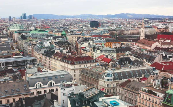 Beautiful Super Wide Angle Aerial View Vienna Austria Old Town — стоковое фото