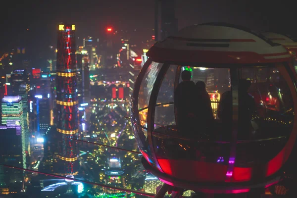 Όμορφη Νύχτα Ευρυγώνιο Αεροφωτογραφία Του Guangzhou Zhujiang New Town Βρίσκεται — Φωτογραφία Αρχείου