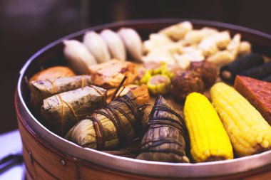 Şanghay, çene Asya geleneksel sokak gıda farklı türde ürün yelpazesine