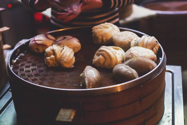 Surtido Diferentes Tipos Comida Callejera Tradicional Asiática Shanghai Chin —  Fotos de Stock