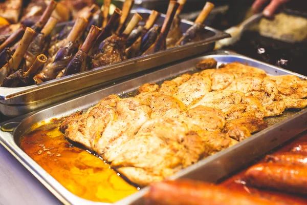 Variedad Surtido Diferentes Comida Callejera Tradicional Húngara Uno Los Puestos —  Fotos de Stock