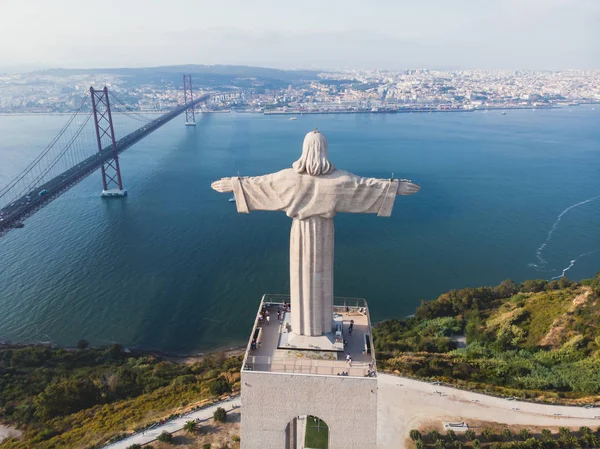 Vista Santuário Cristo Rei Cristo Rei Almada Lisboa Com Suspensão — Fotografia de Stock