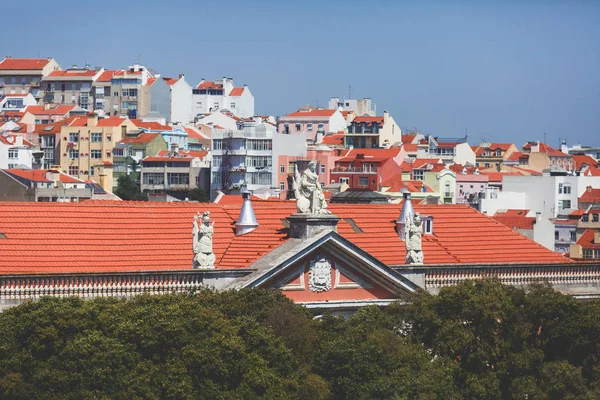 Beautiful Super Wide Angle Aerial Panoramic View Lisbon Portugal Alfama — Stock Photo, Image