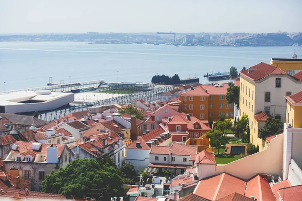 Bela Vista Panorâmica Aérea Ângulo Super Amplo Lisboa Portugal Com — Fotografia de Stock