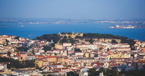 Bela Vista Aérea Super Grande Angular Lisboa Portugal Com Porto — Fotografia de Stock