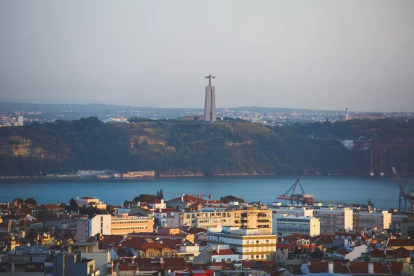 Hermosa Vista Aérea Super Gran Angular Lisboa Portugal Con Puerto — Foto de Stock