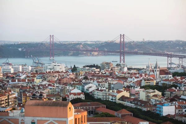 Bela Vista Aérea Super Grande Angular Lisboa Portugal Com Porto — Fotografia de Stock