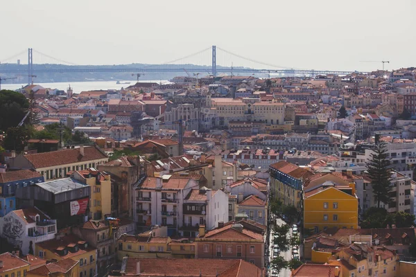 Bela Vista Aérea Super Grande Angular Lisboa Portugal Com Cenário — Fotografia de Stock