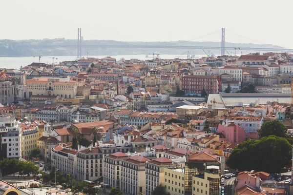 Bela Vista Aérea Super Grande Angular Lisboa Portugal Com Cenário — Fotografia de Stock