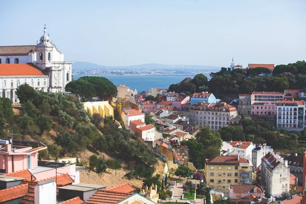 Bela Vista Aérea Super Grande Angular Lisboa Portugal Com Cenário — Fotografia de Stock