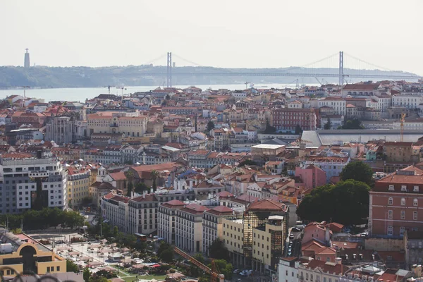 Bela Vista Aérea Super Grande Angular Lisboa Portugal Com Cenário — Fotografia de Stock