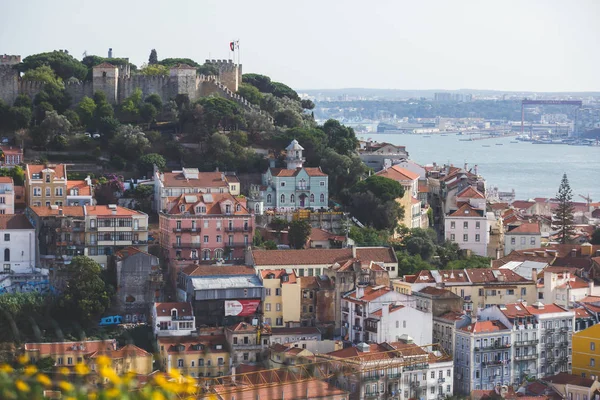 Bela Vista Aérea Super Grande Angular Lisboa Portugal Com Cenário — Fotografia de Stock