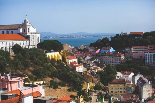 Bela Vista Aérea Super Grande Angular Lisboa Portugal Com Cenário — Fotografia de Stock