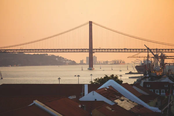 Indah Sudut Pandang Udara Super Lebar Lisbon Portugal Dengan Pemandangan — Stok Foto