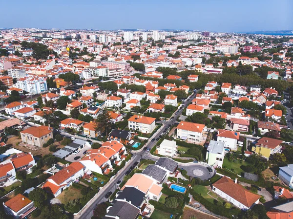 Aerial Drönarvy Cascais Strand Parede Församling Större Lissabon Portugal Atlanten — Stockfoto