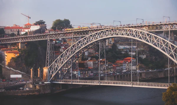 Мбаппе Супер Широкоугольный Вид Воздуха Порту Португалия Рекой Доуро Знаменитым — стоковое фото