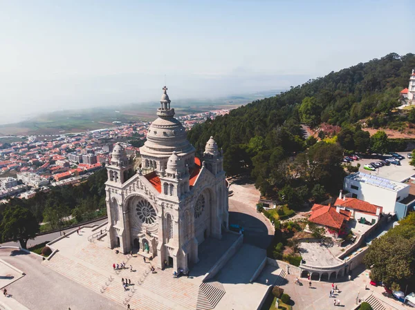 Vista Aérea Viana Castelo Portugal Com Basílica Igreja Santa Luzia — Fotografia de Stock