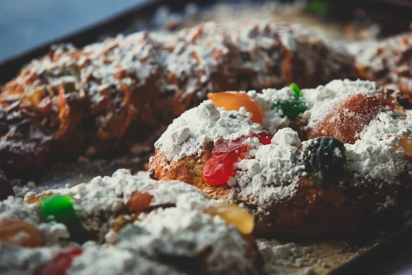 Bolo Rei, Bolo-rei, or Kings King Cake, a traditional Portuguese cake, Portugal, a staple dessert in any Portuguese home during the holiday