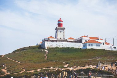 Capo Da Roca, Avrupa, Portekiz Belediyesi Sintra Azoia, Lizbon, Serra de Sintra, Portekiz Bölgesi yakınındaki en batı noktası güzel hava canlı görünümü