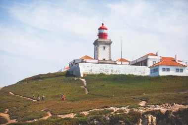 Capo Da Roca, Avrupa, Portekiz Belediyesi Sintra Azoia, Lizbon, Serra de Sintra, Portekiz Bölgesi yakınındaki en batı noktası güzel hava canlı görünümü