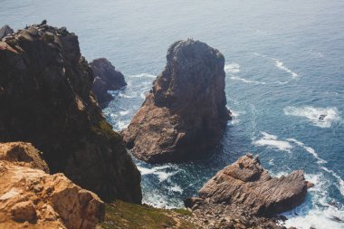 Capo Da Roca, Avrupa, Portekiz Belediyesi Sintra Azoia, Lizbon, Serra de Sintra, Portekiz Bölgesi yakınındaki en batı noktası güzel hava canlı görünümü