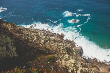 Capo Da Roca, Avrupa, Portekiz Belediyesi Sintra Azoia, Lizbon, Serra de Sintra, Portekiz Bölgesi yakınındaki en batı noktası güzel hava canlı görünümü