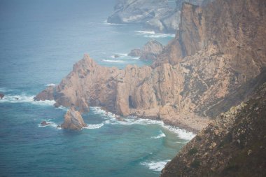 Capo Da Roca, Avrupa, Portekiz Belediyesi Sintra Azoia, Lizbon, Serra de Sintra, Portekiz Bölgesi yakınındaki en batı noktası güzel hava canlı görünümü