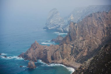 Capo Da Roca, Avrupa, Portekiz Belediyesi Sintra Azoia, Lizbon, Serra de Sintra, Portekiz Bölgesi yakınındaki en batı noktası güzel hava canlı görünümü