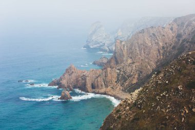 Capo Da Roca, Avrupa, Portekiz Belediyesi Sintra Azoia, Lizbon, Serra de Sintra, Portekiz Bölgesi yakınındaki en batı noktası güzel hava canlı görünümü