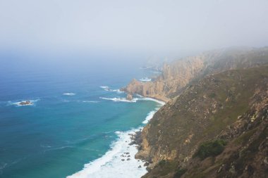 Capo Da Roca, Avrupa, Portekiz Belediyesi Sintra Azoia, Lizbon, Serra de Sintra, Portekiz Bölgesi yakınındaki en batı noktası güzel hava canlı görünümü