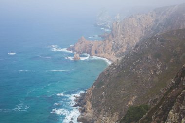Capo Da Roca, Avrupa, Portekiz Belediyesi Sintra Azoia, Lizbon, Serra de Sintra, Portekiz Bölgesi yakınındaki en batı noktası güzel hava canlı görünümü