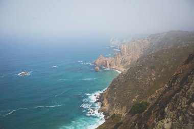 Capo Da Roca, Avrupa, Portekiz Belediyesi Sintra Azoia, Lizbon, Serra de Sintra, Portekiz Bölgesi yakınındaki en batı noktası güzel hava canlı görünümü