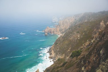Capo Da Roca, Avrupa, Portekiz Belediyesi Sintra Azoia, Lizbon, Serra de Sintra, Portekiz Bölgesi yakınındaki en batı noktası güzel hava canlı görünümü