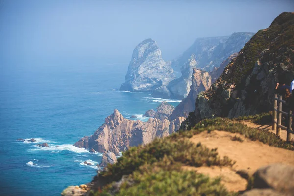 Krásné Zářivé Pohled Capo Roca Nejzápadnější Bod Evropy Portugalské Město — Stock fotografie