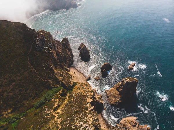 Hermosa Vista Aérea Vibrante Capo Roca Punto Más Occidental Europa — Foto de Stock