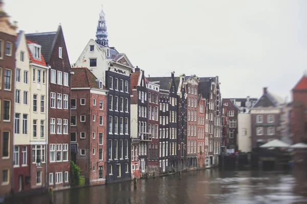 Zomer Weergave Van Dancing Canal Huizen Van Damrak Iconische Kanaal — Stockfoto