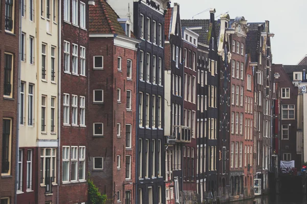 Zomer Weergave Van Dancing Canal Huizen Van Damrak Iconische Kanaal — Stockfoto