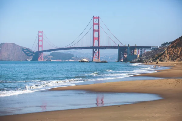 Klassischer Panoramablick Auf Die Berühmte Goldene Torbrücke Vom Baker Beach — Stockfoto