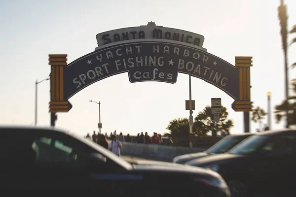 Зору Старого Santa Monica Pier Пляжу Парк Атракціонів Магазини Ресторани — стокове фото