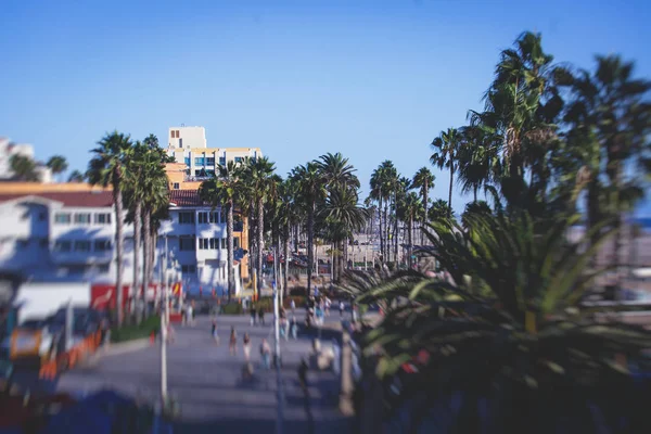 View Historic Santa Monica Pier Beach Amusement Park Shops Restaurants — Stock Photo, Image