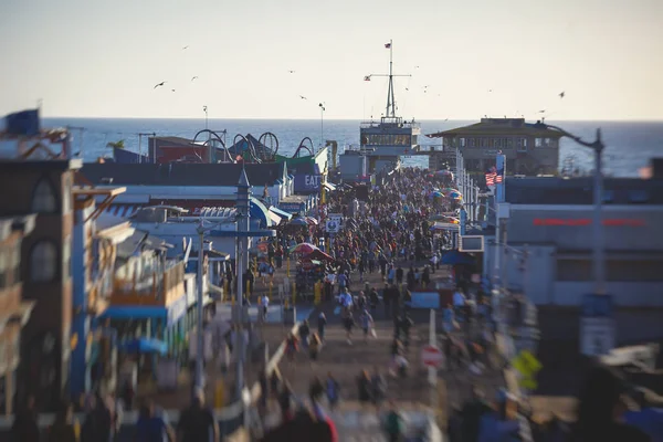 Vista Del Histórico Muelle Santa Mónica Con Playa Parque Atracciones — Foto de Stock