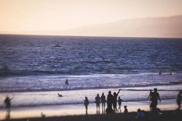 Зору Старого Santa Monica Pier Пляжу Парк Атракціонів Магазини Ресторани — стокове фото