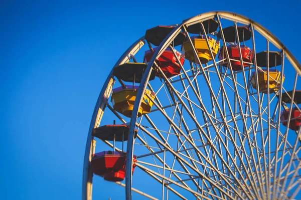 View of historic Santa Monica pier, with beach, amusement park, shops and restaurants, Los-Angeles, California, United States of Americ