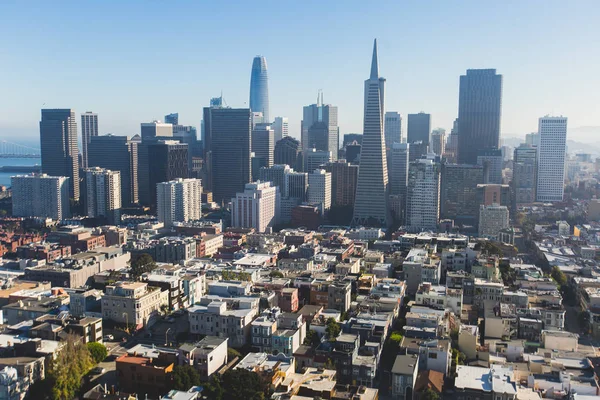 Vackra Supervidvinkel Flygfoto Över San Francisco Kalifornien Med Bay Bridge — Stockfoto