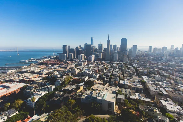 Krásné Super Širokoúhlý Letecký Pohled San Francisco Kalifornie Bay Bridge — Stock fotografie