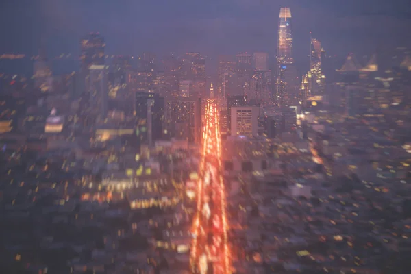 Beautiful Super Wide Angle Night Aerial View San Francisco California — Stock Photo, Image